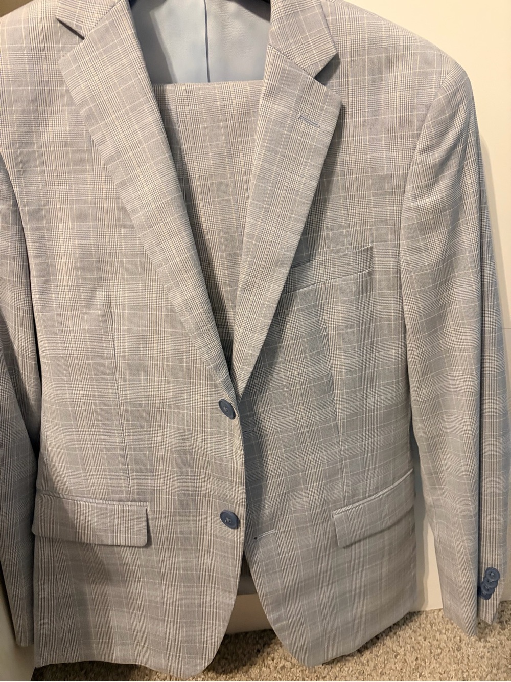 Alfani Light Gray Plaid Sport Coat Blazer & Suit pants